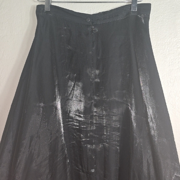 JS Collections Black Lined Shimmer Asymmetrical Maxi Skirt for a Night Out - Picture 3 of 10